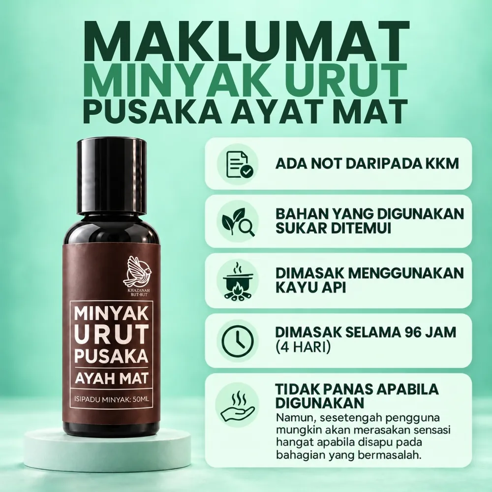 Maklumat produk: ada NOT KKM, bahan sukar ditemui, dimasak guna kayu api selama 96 jam